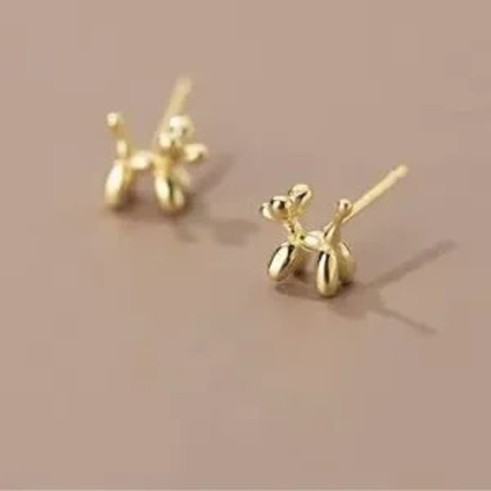 Gold Balloon Dog Stud Earrings